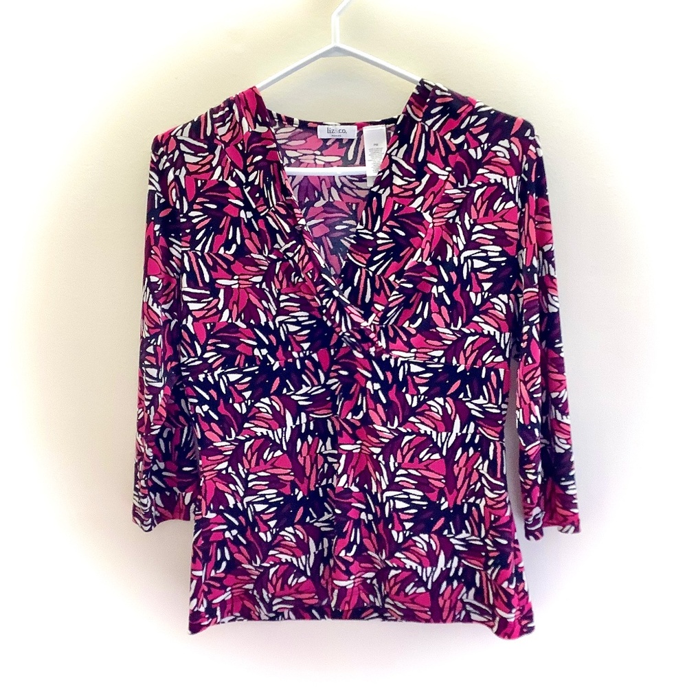 Liz & Co Cross My Heart Neckline Top